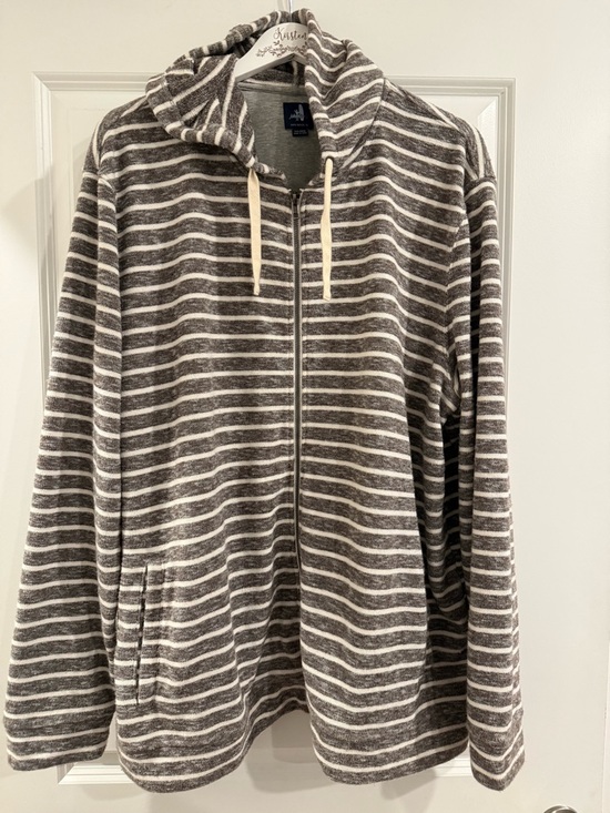 johnnie-O Other - Johnnie-O Chase Full Zip Stripe Hoodie in Havana Coastal Casual Grey Lounge XXL